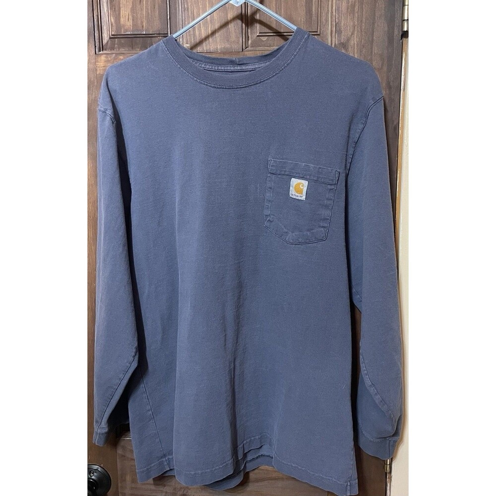 Carhartt K126 Blue Heavyweight Long Sleeve Pocket T-Shirt Men's M